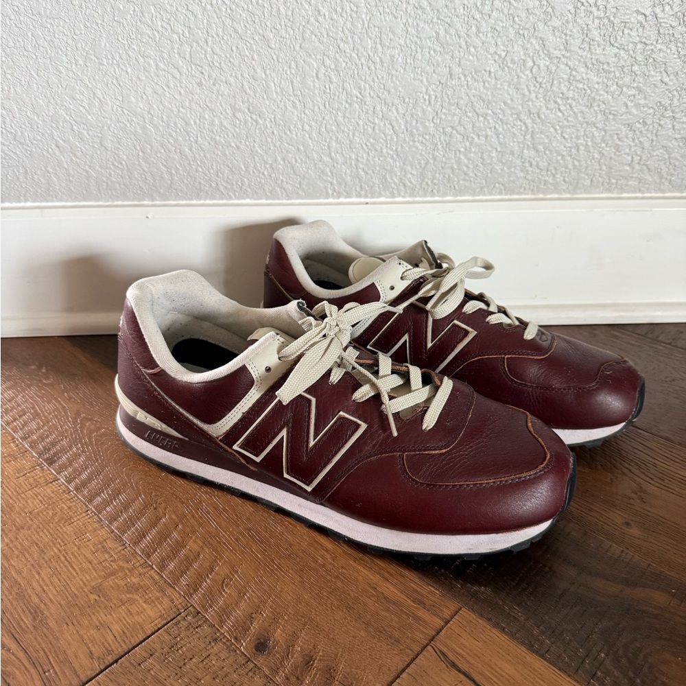 New Balance Men’s 574 Brown and Cream Sneakers